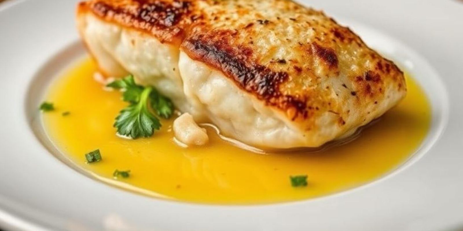 Filet de bar rôti, sauce vierge à la bergamote et câpres