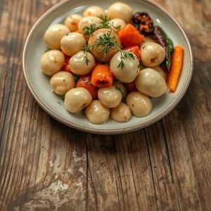 Gnocchis maison, légumes rôtis et vinaigre de fruits rouges (option végétarienne)