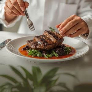Magret de canard, réduction de vinaigre de fruits rouges et poêlée de betterave