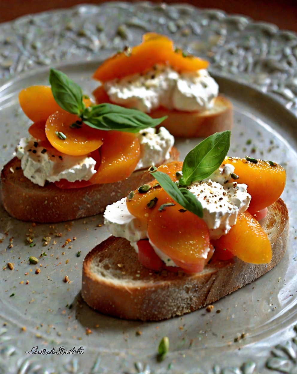 Bruschetta chèvre frais & abricots