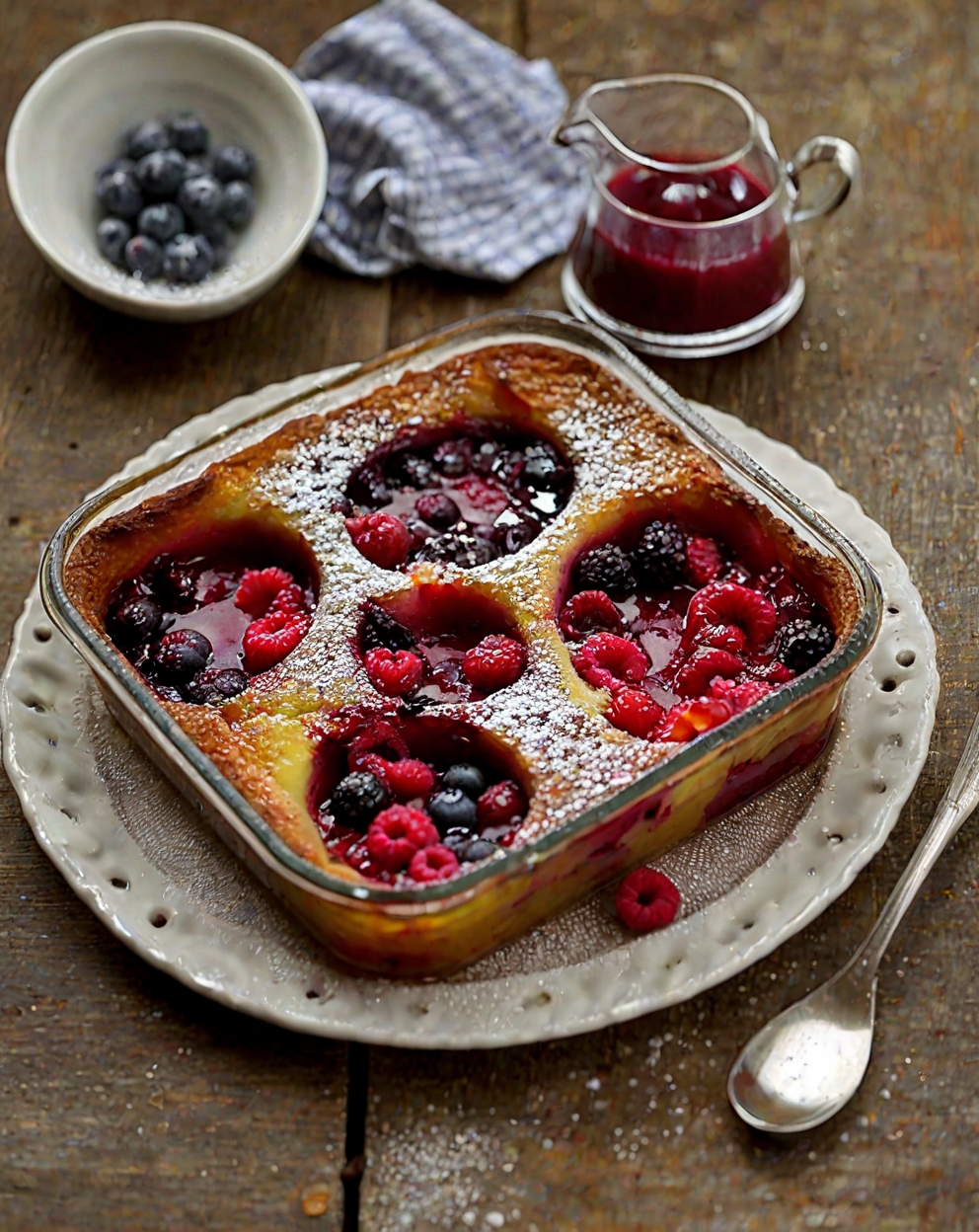 Clafoutis moelleux aux fruits rouges et touche de vinaigre