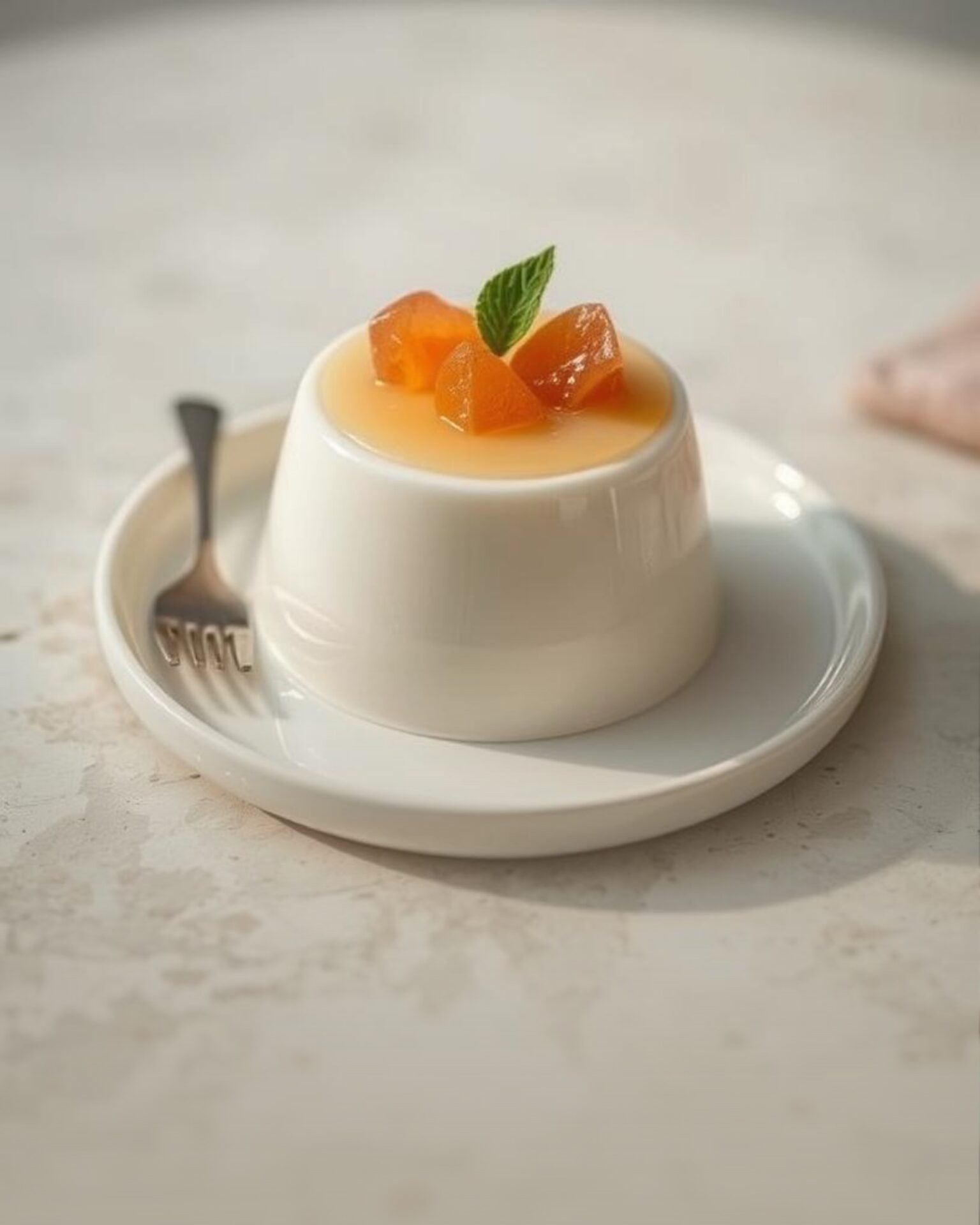 Panna cotta au lait d’amande, coulis de bergamote