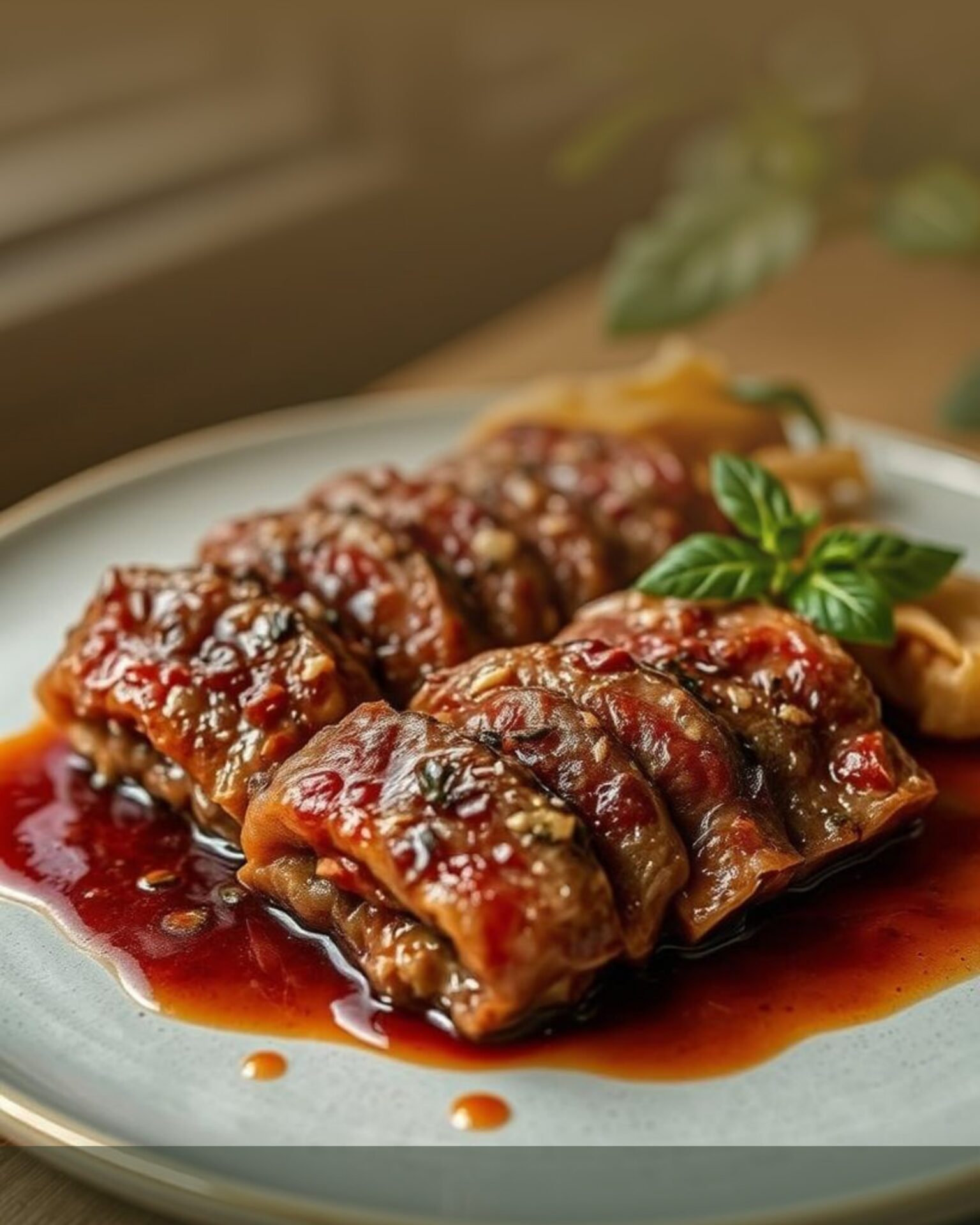 Tournedos de bœuf, réduction de vinaigre de cassis noir, échalotes confites