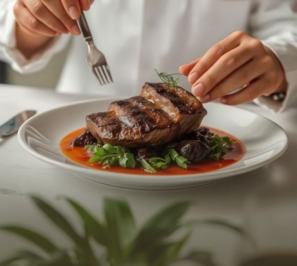 Magret de canard, réduction de vinaigre de fruits rouges et poêlée de betterave