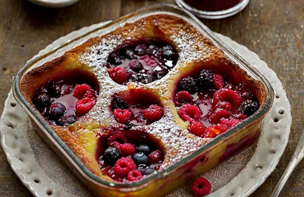 Clafoutis moelleux aux fruits rouges et touche de vinaigre 71725393 La Maison Des Grands Lacs