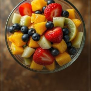 Brochettes de dinde au piment d’Espelette 7 Salade de fruits exotiques au sirop léger de bergamote