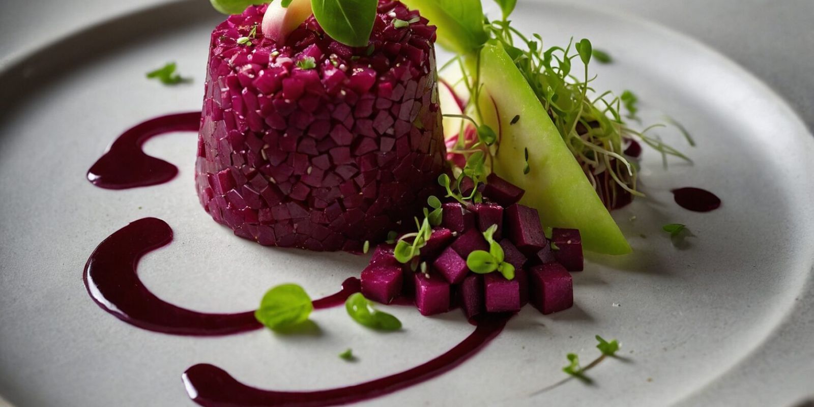 Tartare de betterave et pomme verte au vinaigre de cassis noir