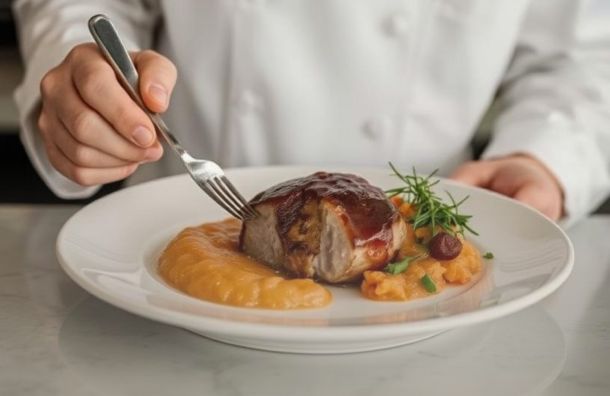 Filet mignon de porc laque au vinaigre de fruits rouges puree de patate douce scaled ad82f691 La Maison Des Grands Lacs