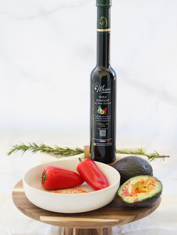 Huile vierge d’avocat au piment d’Espelette