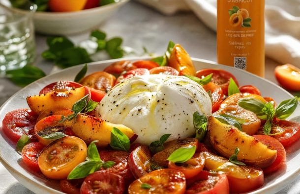 Salade Tomates, Burrata & Basilic - Vinaigre d’Abricot 1 Salade tomates burrata basilic vinaigre abricot e4846f9a La Maison Des Grands Lacs