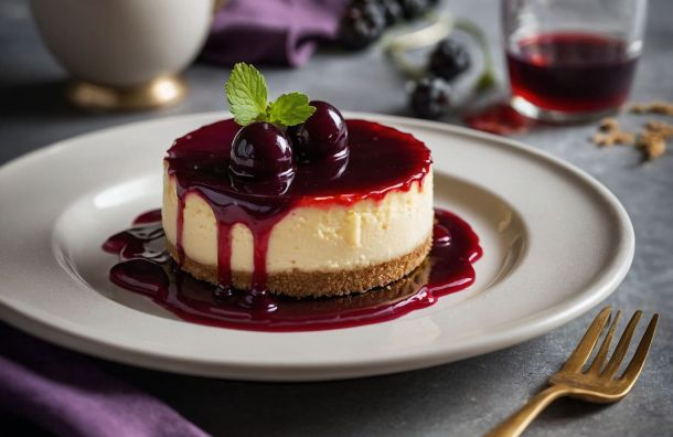 Cheesecake leger au coulis de cassis noir vinaigre ff84502d La Maison Des Grands Lacs